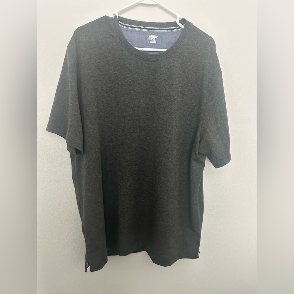 Lands' End Men's Charcoal Short Sleeve Tee- Size XL
